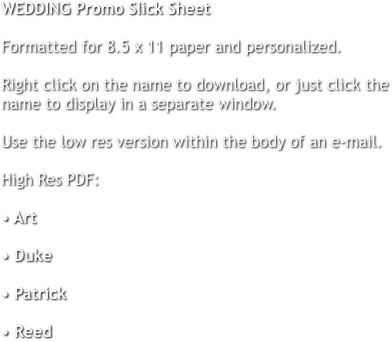 WEDDING Promo Slick Sheet